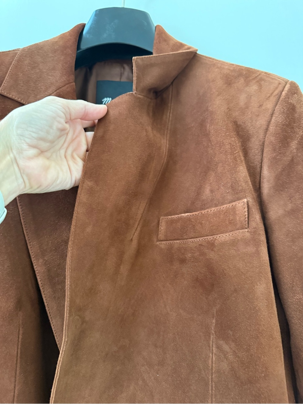 Madewell The Kline Suede Blazer Jacket in Soft Mahogany, Size 2 - Picture 7 of 9